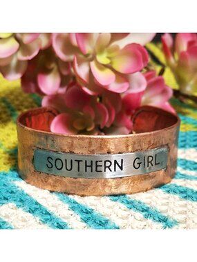 Cuff Bracelet. "Southern Girl". Distressed Copper and Silver. NWT.